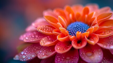 A close up of an orange flower with water droplets.