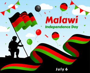 July 6, Independence Day of Malawi vector illustration. Suitable for greeting card, poster and banner.

