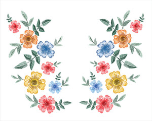 floral embroidery design colorful spring summer colors design