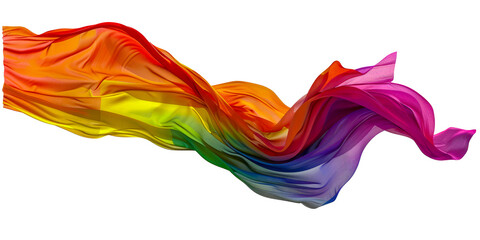 Animated effect of waving pride flag symbolizing community fluidity cut out on transparent background
