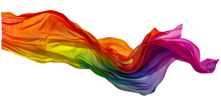 Animated effect of waving pride flag symbolizing community fluidity cut out on transparent background