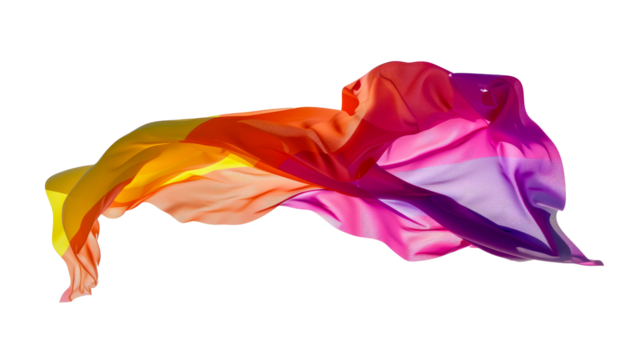 Animated effect of waving pride flag symbolizing community fluidity cut out on transparent background