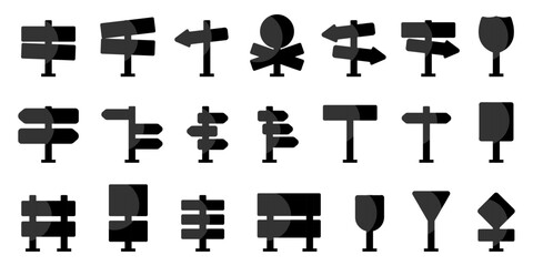 Traffic sign board template collection. Traffic direction board icons in black