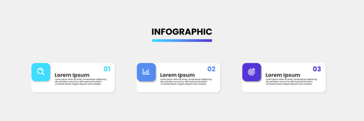 Timeline infographic design template. Business infographic concept with 3 steps, options. Can be used for presentation, diagram, workflow layout, flowchart. Vector illustration.