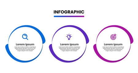 Business process infographic template with 3 options or steps. Timeline infographic design vector