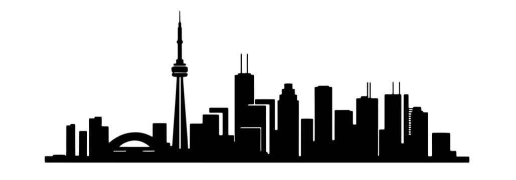 recommend clip art: Stylized vector skyline of Toronto with iconic CN Tower.