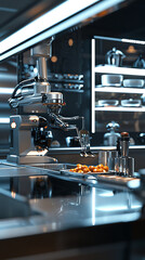 Capture the fusion of Culinary Arts and Robotics in a sleek
