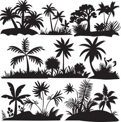 Fototapeta premium Black Palm Tree Outline Silhouette Graphics Collection