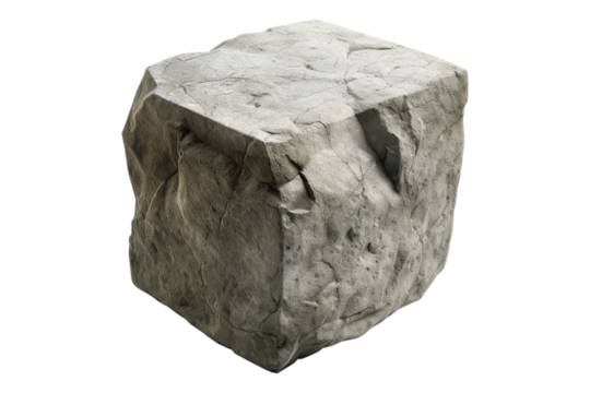 Stone block isolated on transparent background