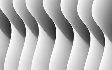 3D rendering of a white wavy pattern. Abstract white design