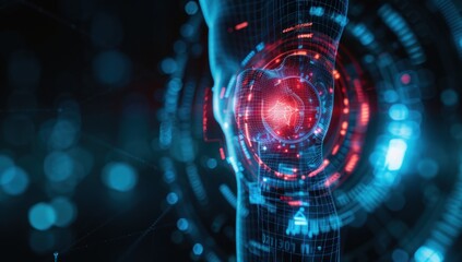 A series of concentric circles expanding from a point on the knee, representing radiating pain from an injury.