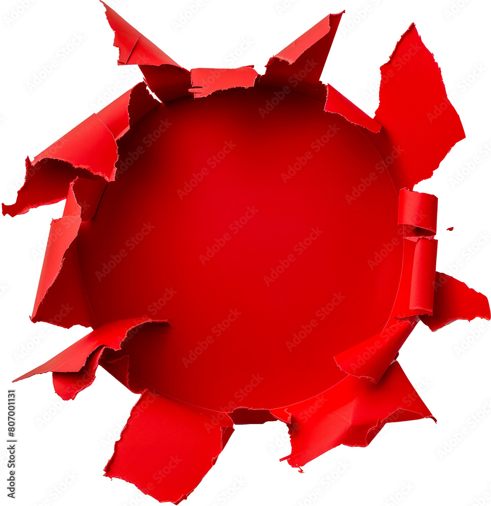 Canvas Prints torn red paper cut out on transparent background