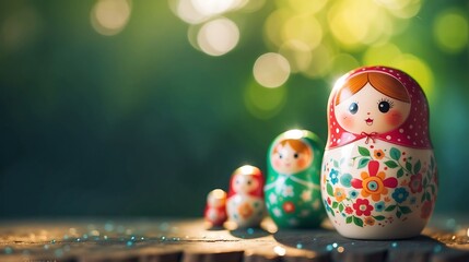 Vibrant Matryoshka Doll Unveiling Layers of Cultural Tradition and Whimsical Charm on Isolated Background with Copy Space