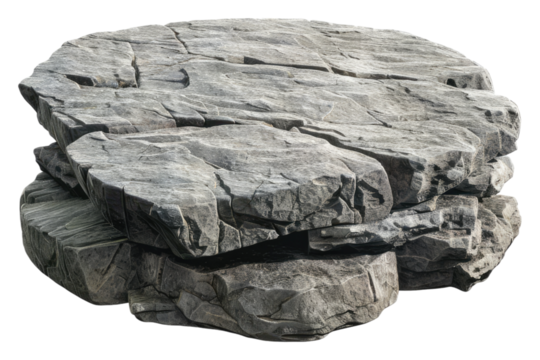 Stone round podium rock isolated on transparent background