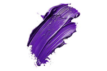 Stroke of purple paint texture isolated on transparent background