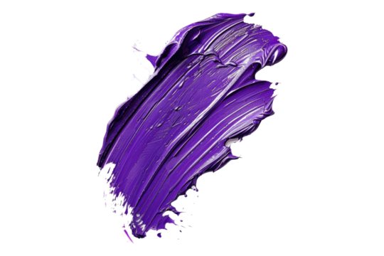 Stroke of purple paint texture isolated on transparent background