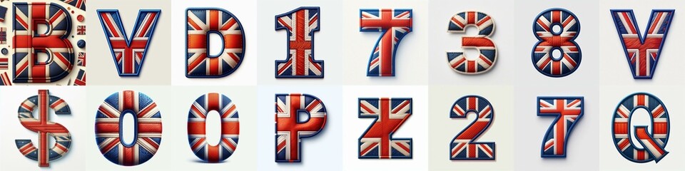 UK flag lettering. AI generated illustration