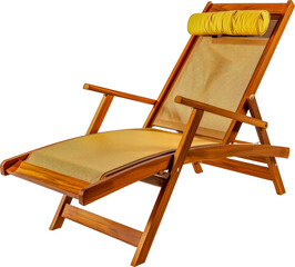 Wicker lounge chair with cushions cut out on transparent background