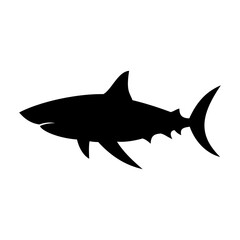Shark silhouette flat illustration on isolated background
