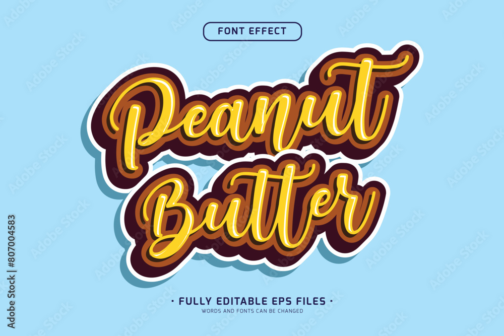 Wall mural classic style of peanut butter logo with cursive font text effect