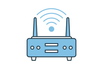 router icon. icon related to computer. suitable for web site, app, user interfaces, printable etc. flat line icon style. simple vector design editable