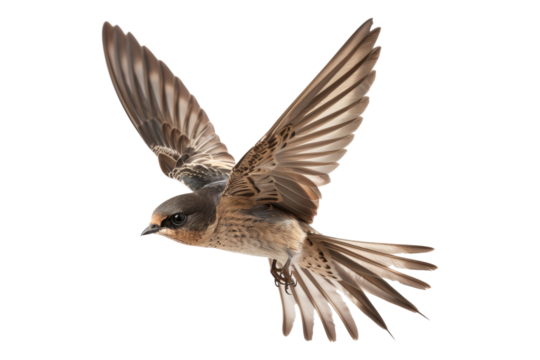 Sparrow flying isolated on transparent background