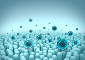 Stem cell microscopic, Medical abstract background, 3D rendering.