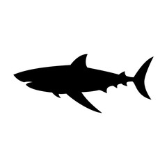 Shark silhouette flat illustration on isolated background