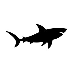Shark silhouette flat illustration on isolated background