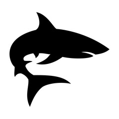 Shark silhouette flat illustration on isolated background