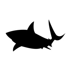 Shark silhouette flat illustration on isolated background