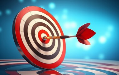 an abstract target background, where a dart pierces the bullseye, symbolizing success and the fulfillment of business goals.
