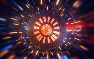 an abstract target background, where a dart pierces the bullseye, symbolizing success and the fulfillment of business goals.