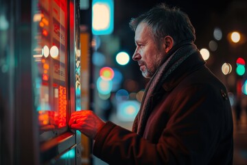 A man withdraws money from an ATM