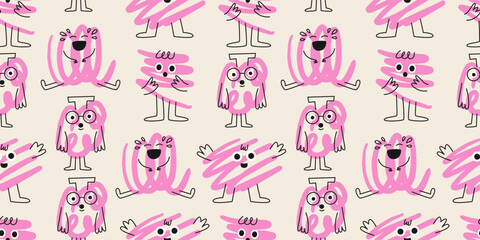 Abstract scribble characters pattern