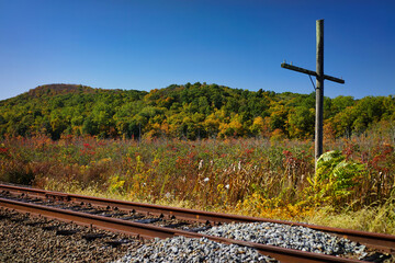October colors on the Maybrook Trailway. New York State.