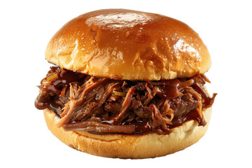 tender pulled beef sandwich isolated on transparent background