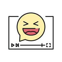 Comedy film genre line black icon.