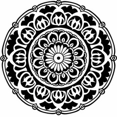 Intricate lace doily with a circular floral pattern  depicts a vintage decorative element