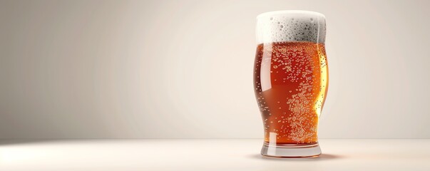 Visualize a frosty glass of pale ale, with bubbles rising to the surface, set against a clean, white background. Realistic HD characters