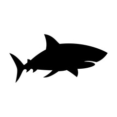 Shark silhouette flat illustration on isolated background