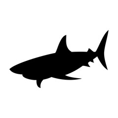 Shark silhouette flat illustration on isolated background