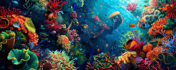 Fototapeta na wymiar Transform the underwater world into a colorful pop art masterpiece
