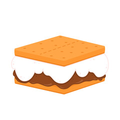 S'more graham cracker character. Chocolate bar and graham crackers. S'more graham cracker, chocolate, and marshmallow.