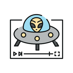 Sci fi genre line black icon.