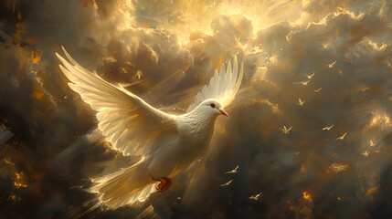 Beautiful illustration of dove of peace with copy space 