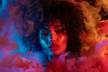 portrait of a young girl in the smoke