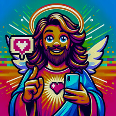 Digital art Cartoon kids illustration of jesus