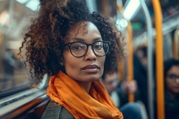 African American girl in the subway