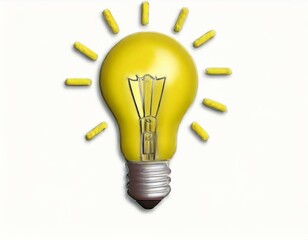 ビックリ、電球、柔らかい印象、滑らか、ロゴ風、明るい、黄色、視覚的に見やすいイラスト　白い背景　generated by AI